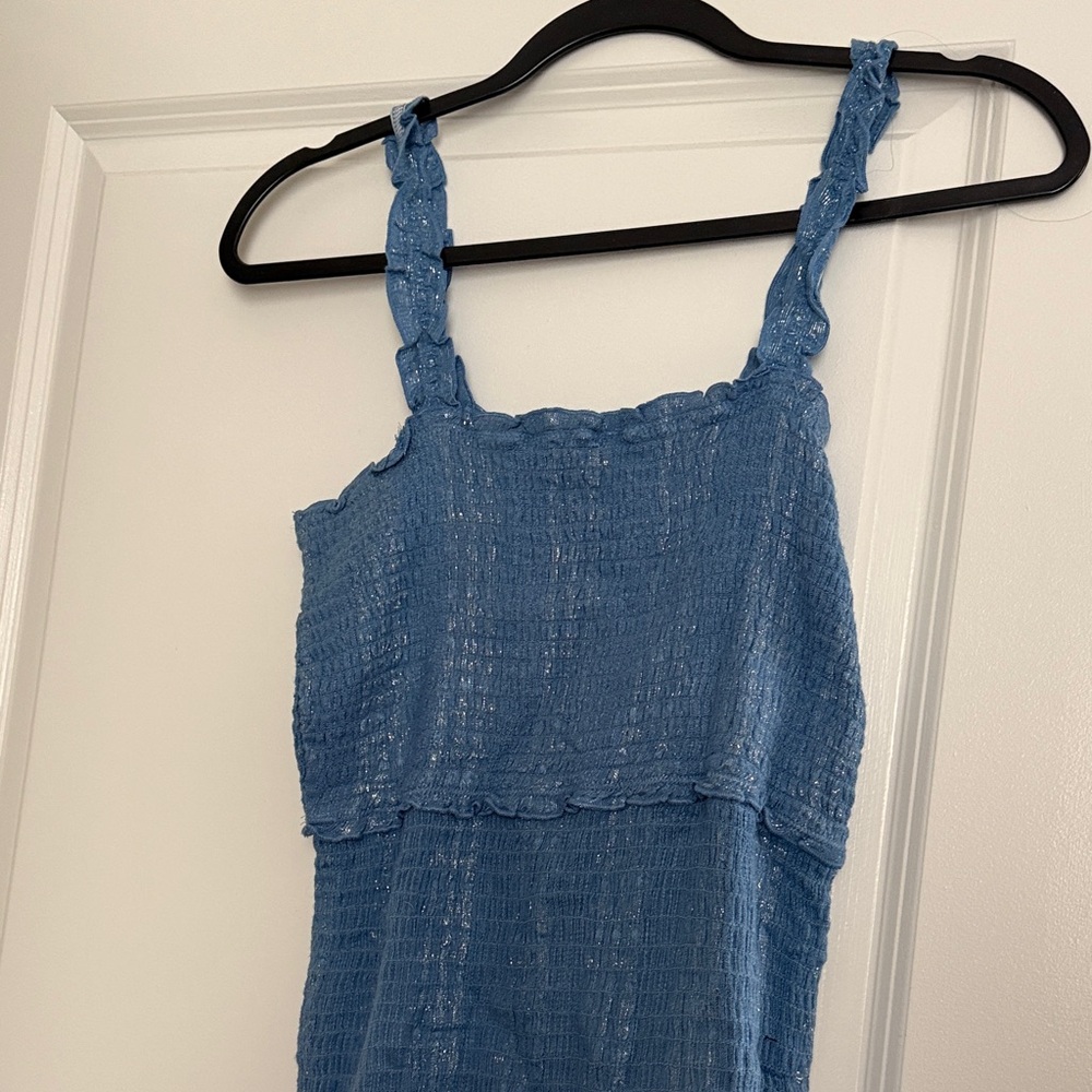 Blue Textured Mini Dress - Women's Sleeveless